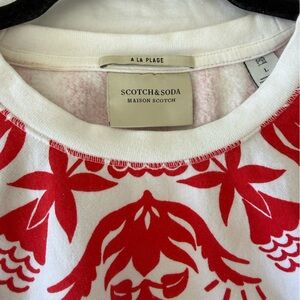 Scotch & Soda Cream Sweatshirt with Red Floral Print